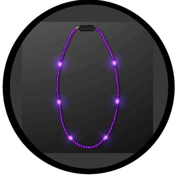 Endless Games LED Necklace with Purple Metallic Beads for Mardi Gras EN3333812 - main